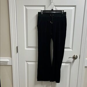 Juicy Couture Black Track velvet pants size medium M inseam 29.5 waist 29.5